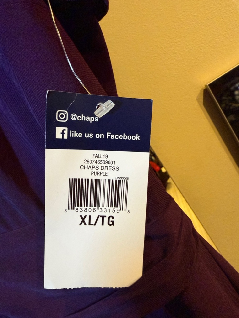 Chaps Purple V-Neck Midi Dress with Waistband Detail - Picture 2 of 4